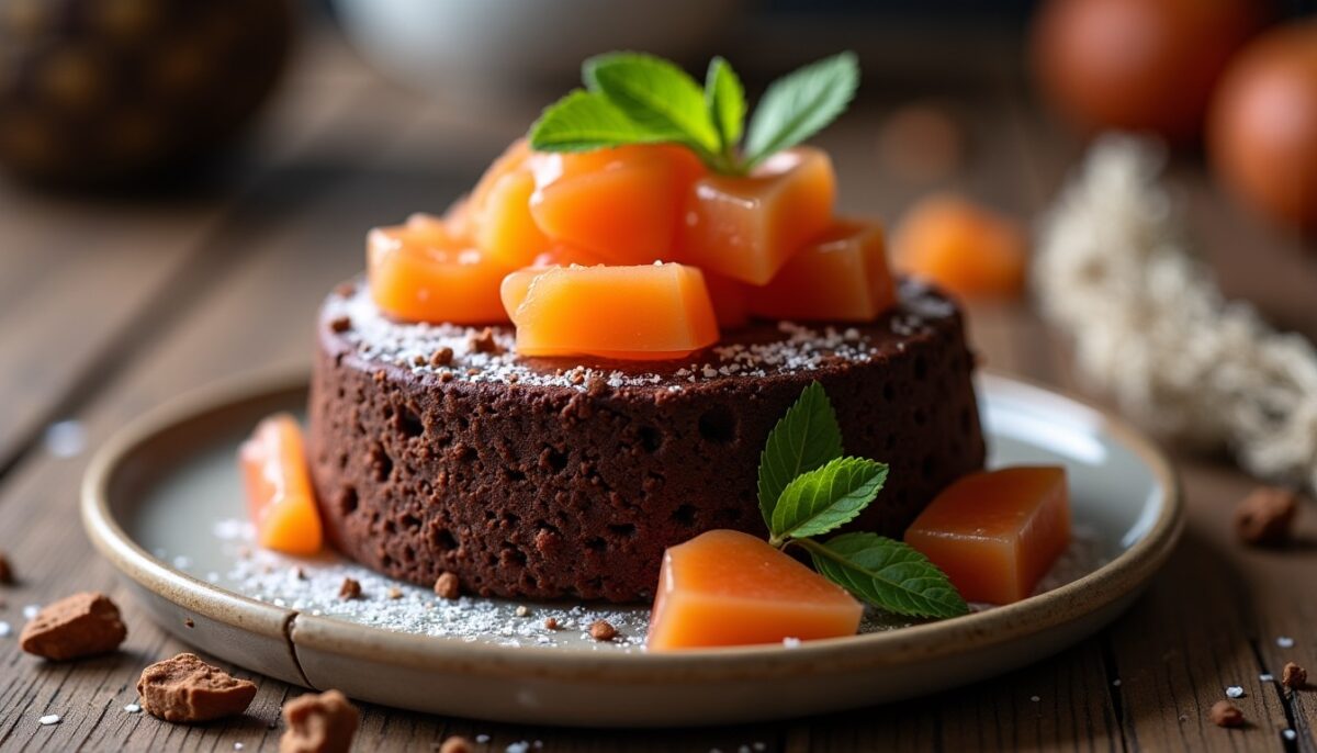 Délice vegan : fondant au chocolat croquant et praliné irrésistible