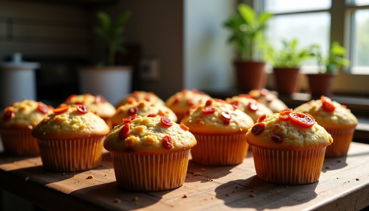Muffins Moëlleux au Thon et Tomates Séchées, Sans Beurre Muffins Moëlleux au Thon et Tomates Séchées, Sans Beurre