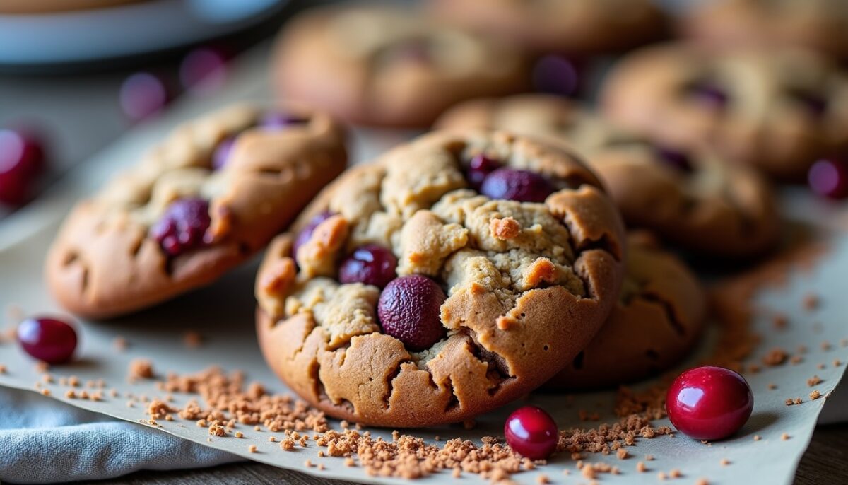 Délice croquant : cookies aux cranberries, huile de coco et sucre complet Délice croquant : cookies aux cranberries, huile de coco et sucre complet