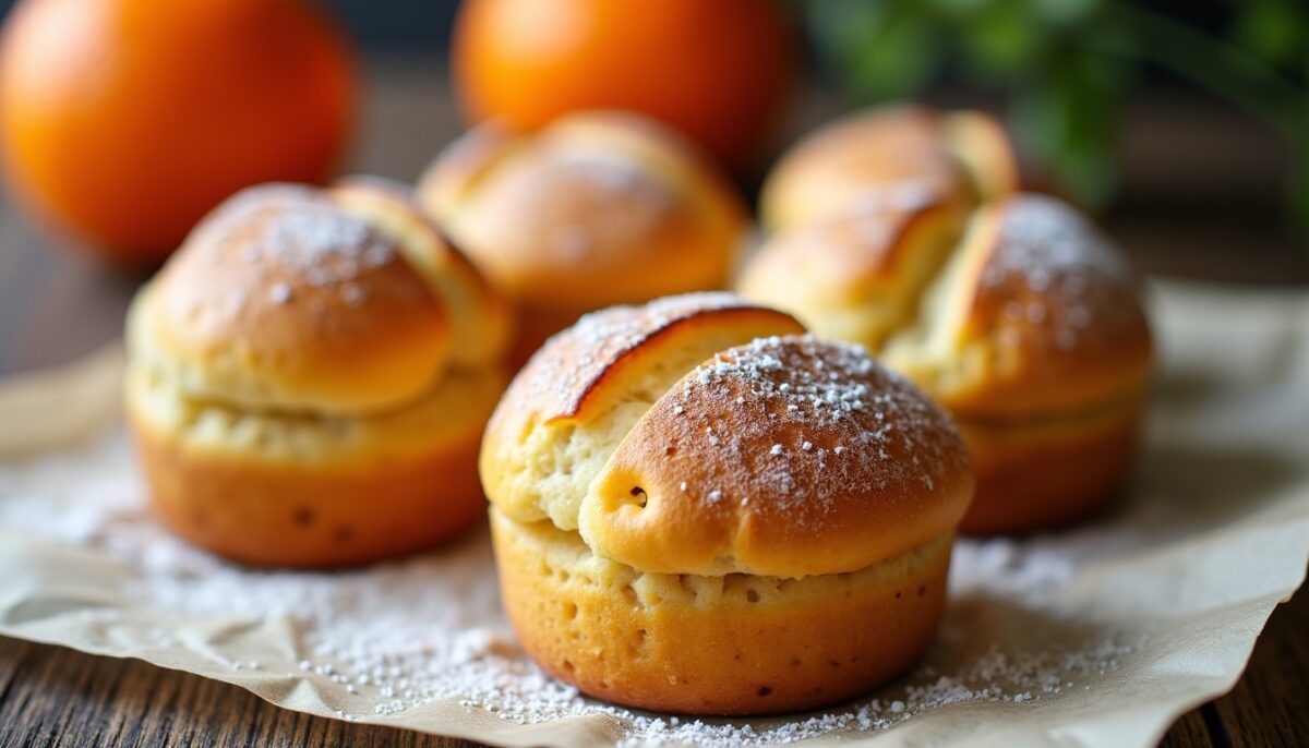 Délicieux petits pains au lait parfumés à l'orange fraîche Délicieux petits pains au lait parfumés à l'orange fraîche