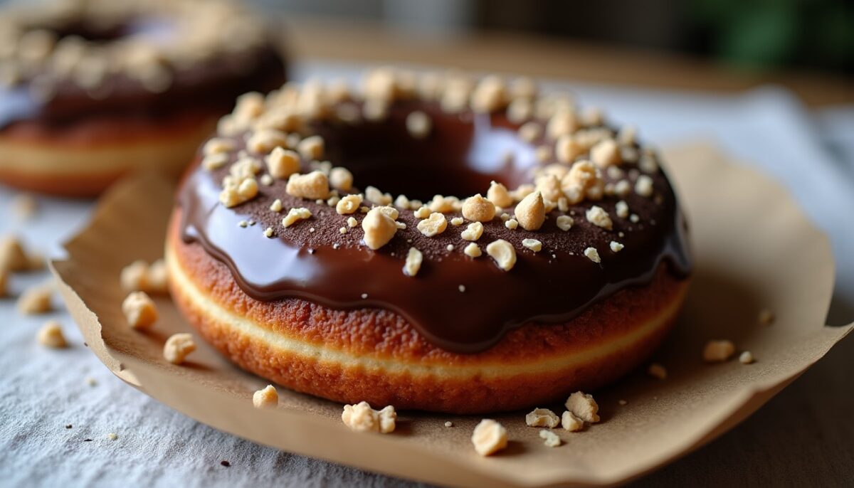 Délice rond : donuts fondant au chocolat et éclats de noix de coco