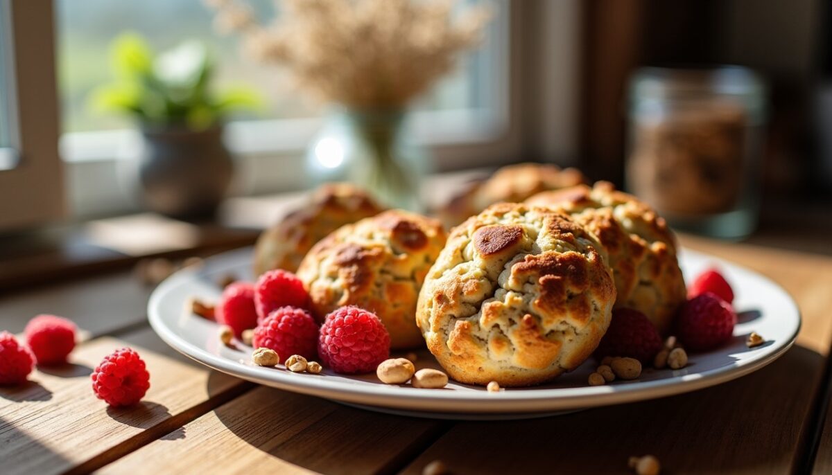 Délicieux biscuits croquants garnis à la noisette et aux fruits rouges