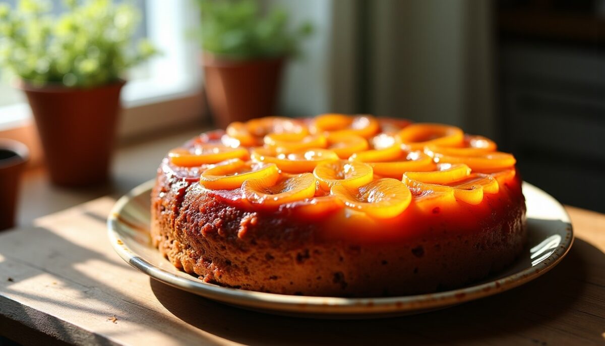 Délice renversé à la nectarine : un gâteau gourmand sans beurre